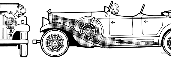 Franklin V12 Double Cowl Phaeton Super Merrima (1932) - Разные автомобили - чертежи, габариты, рисунки автомобиля