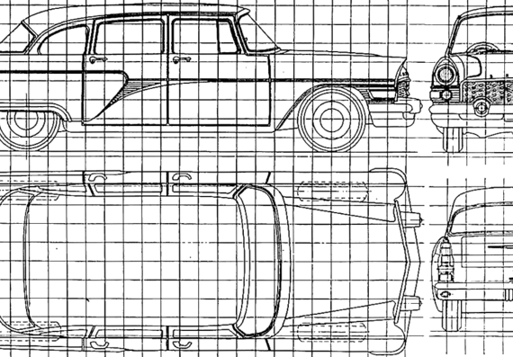 GAZ-13 Chaika - ГАЗ - чертежи, габариты, рисунки автомобиля