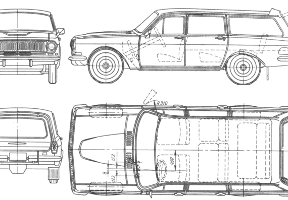 GAZ-2402 Volga Station Wagon - ГАЗ - чертежи, габариты, рисунки автомобиля