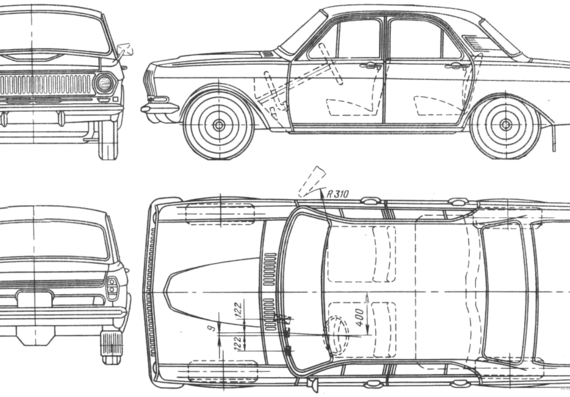 GAZ-24 Volga - ГАЗ - чертежи, габариты, рисунки автомобиля