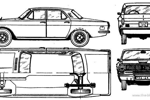 GAZ-24 Volga (1972) - ГАЗ - чертежи, габариты, рисунки автомобиля