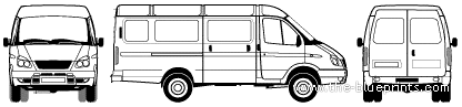 GAZ-2705 GAZelle Combi Van (2008) - ГАЗ - чертежи, габариты, рисунки автомобиля