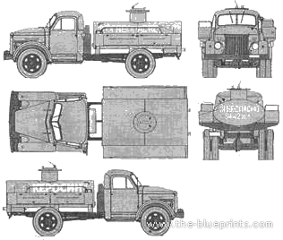 GAZ-51 Bochka fuel truck - ГАЗ - чертежи, габариты, рисунки автомобиля
