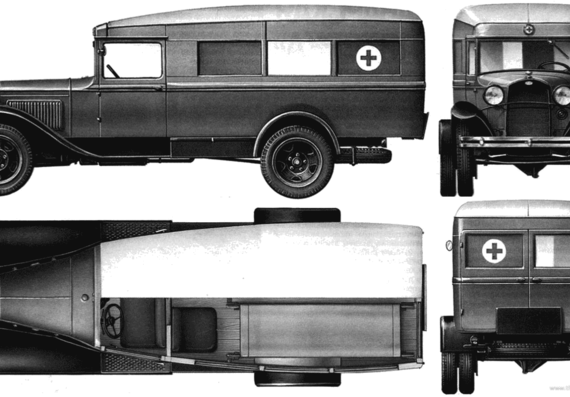 GAZ-55 - ГАЗ - чертежи, габариты, рисунки автомобиля
