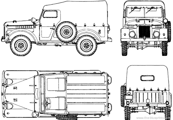 GAZ-69 - ГАЗ - чертежи, габариты, рисунки автомобиля