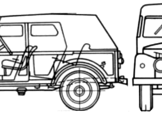 GAZ-69AM - ГАЗ - чертежи, габариты, рисунки автомобиля