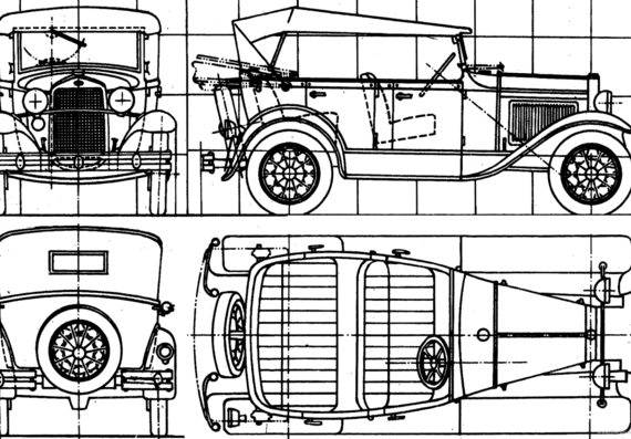 GAZ-A - ГАЗ - чертежи, габариты, рисунки автомобиля