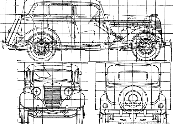 GAZ-M1 - ГАЗ - чертежи, габариты, рисунки автомобиля