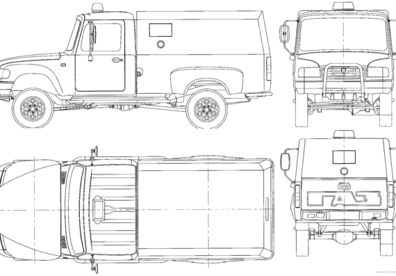 GAZ 2308 - ГАЗ - чертежи, габариты, рисунки автомобиля