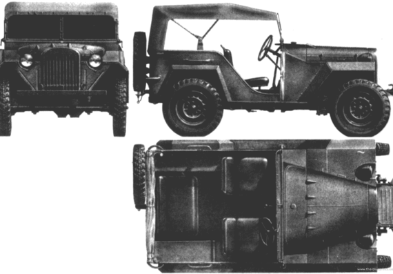 GAZ 67 - ГАЗ - чертежи, габариты, рисунки автомобиля