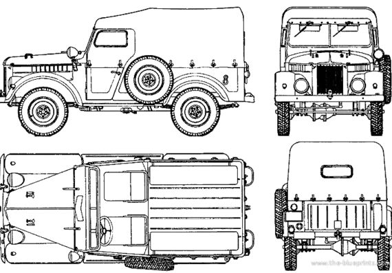 GAZ 69 - ГАЗ - чертежи, габариты, рисунки автомобиля