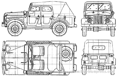 GAZ 69A - ГАЗ - чертежи, габариты, рисунки автомобиля