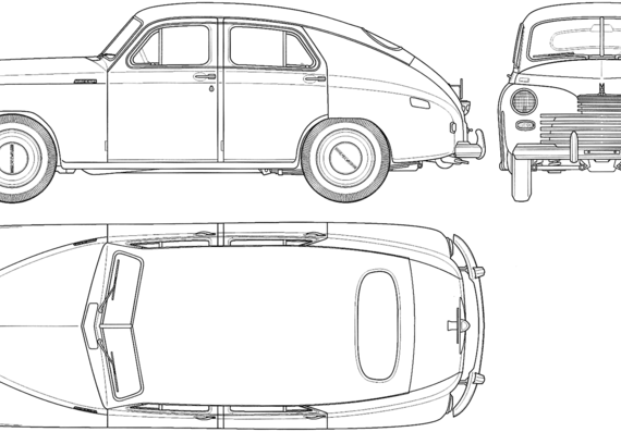 GAZ M20 Pobeda (1949) - Разные автомобили - чертежи, габариты, рисунки автомобиля