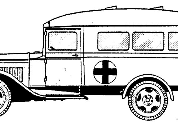 GAZ MM Ambulance - ГАЗ - чертежи, габариты, рисунки автомобиля