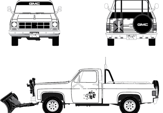 GMC Pick-up (1977) - ЖМЦ - чертежи, габариты, рисунки автомобиля