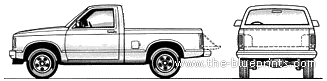 GMC S-15 Regular Cab SWB Pick-up (1984) - ЖМЦ - чертежи, габариты, рисунки автомобиля