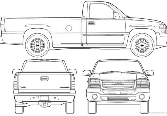 GMC Sierra 1500 (2006) - ЖМЦ - чертежи, габариты, рисунки автомобиля