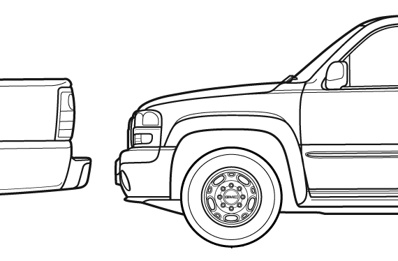 GMC Sierra 2500HD Pick-Up (2007) - ЖМЦ - чертежи, габариты, рисунки автомобиля