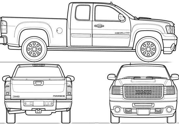 GMC Sierra Denali HD (2013) - ЖМЦ - чертежи, габариты, рисунки автомобиля