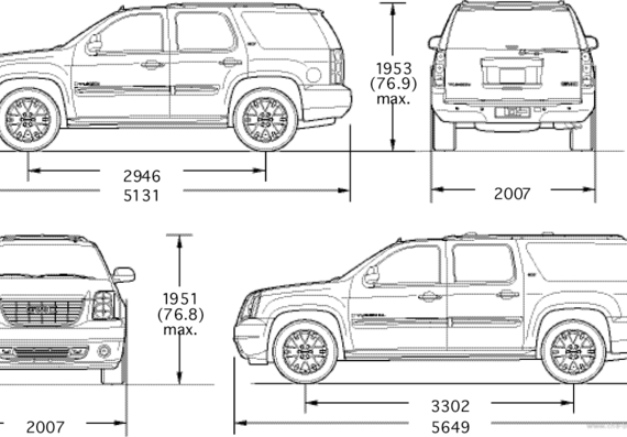 GMC Yukon (2007) - ЖМЦ - чертежи, габариты, рисунки автомобиля