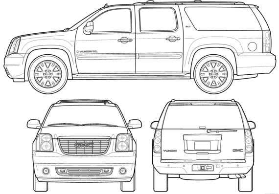 GMC Yukon SLT (2009) - ЖМЦ - чертежи, габариты, рисунки автомобиля
