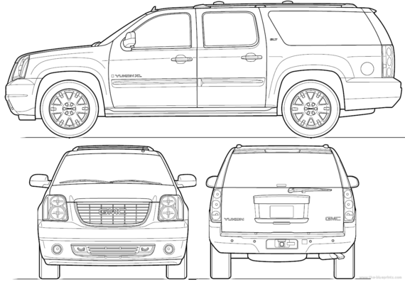 GMC Yukon XL (2009) - ЖМЦ - чертежи, габариты, рисунки автомобиля