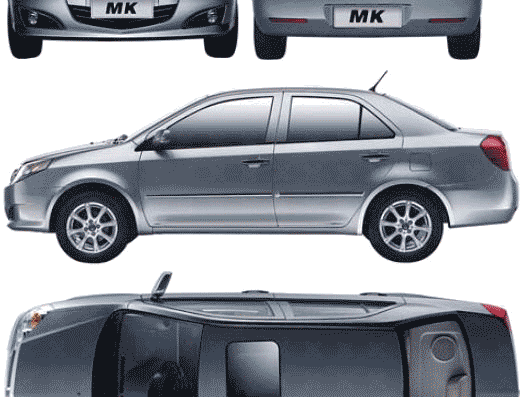 Geely MK (2008) - Разные автомобили - чертежи, габариты, рисунки автомобиля