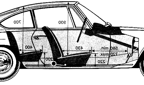 Glas 1300GT (1965) - Разные автомобили - чертежи, габариты, рисунки автомобиля