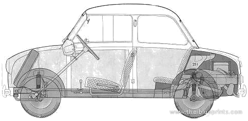 Glas Gogomobile - Разные автомобили - чертежи, габариты, рисунки автомобиля