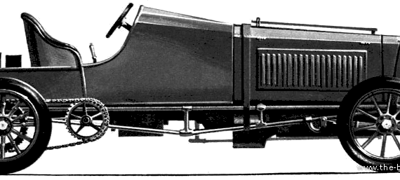 Gobron-Brillie Land Speed Rekord Car (1903) - Разные автомобили - чертежи, габариты, рисунки автомобиля
