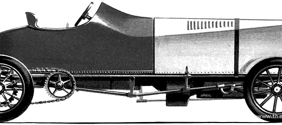 Gobron-Brillie Land Speed ​ ​ Rekord Car (1904) - Various cars - drawings, dimensions, pictures of the car