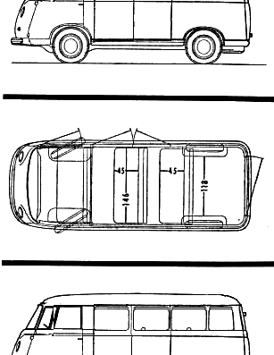 Goliath Luxuzbus 1100 - Разные автомобили - чертежи, габариты, рисунки автомобиля