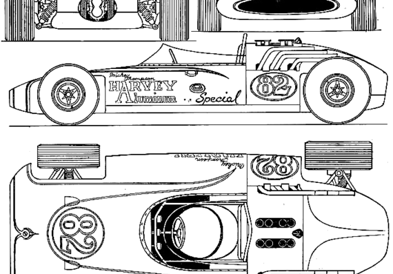 Harvey Aluminum V8 Special Indy (1963) - Разные автомобили - чертежи, габариты, рисунки автомобиля