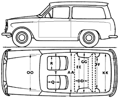 Hillman Husky (1960) - Разные автомобили - чертежи, габариты, рисунки автомобиля