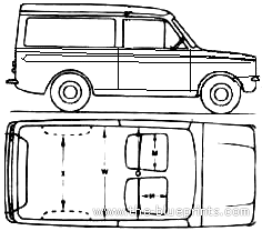 Hillman Husky (1970) - Разные автомобили - чертежи, габариты, рисунки автомобиля