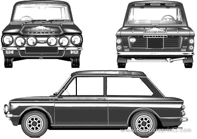 Hillman Imp (1968) - Разные автомобили - чертежи, габариты, рисунки автомобиля
