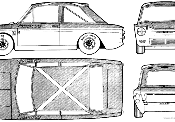 Hillman Imp Sport (1967) - Разные автомобили - чертежи, габариты, рисунки автомобиля
