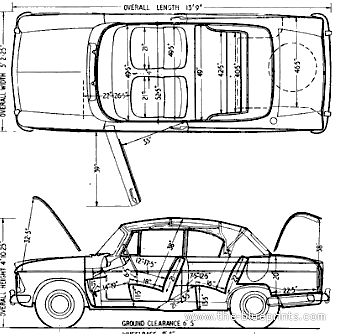 Hillman Super Minx Convertible (1964) - Разные автомобили - чертежи, габариты, рисунки автомобиля