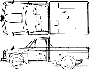 Hino Briska 1300 (1965) - Хино - чертежи, габариты, рисунки автомобиля
