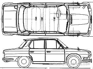 Hino Contessa 1300 (1964) - Хино - чертежи, габариты, рисунки автомобиля
