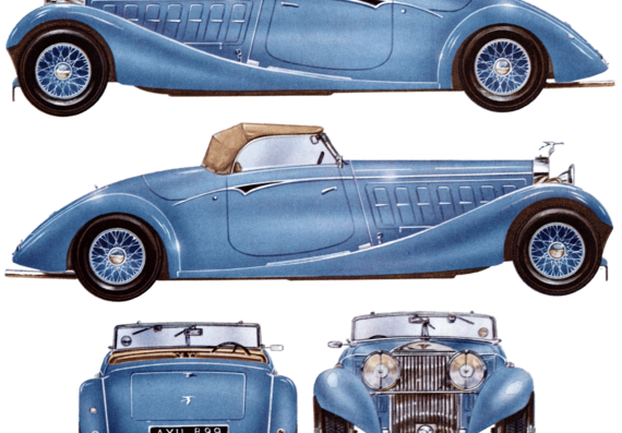Hispano Suiza Type 68-Bis V12 DHC - Разные автомобили - чертежи, габариты, рисунки автомобиля