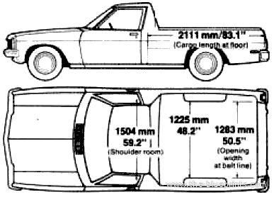 Holden HX Ute (1976) - Холден - чертежи, габариты, рисунки автомобиля