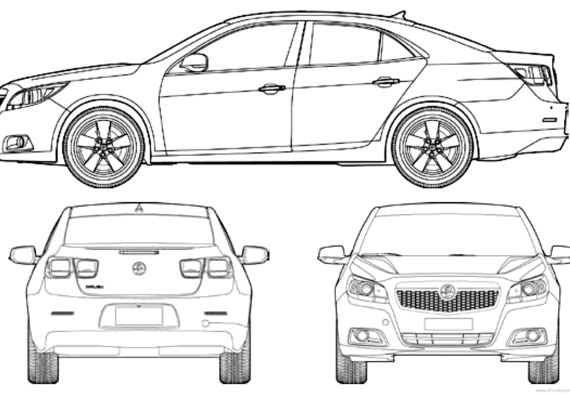 Holden Malibu (2013) - Холден - чертежи, габариты, рисунки автомобиля