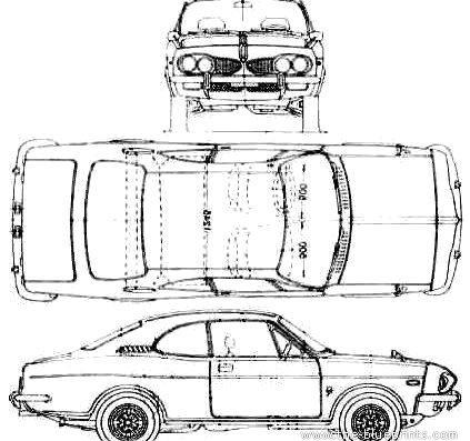 Honda 1300 Coupe (1970) - Хонда - чертежи, габариты, рисунки автомобиля