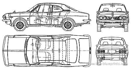 Honda 1300 Coupe 9 (1970) - Хонда - чертежи, габариты, рисунки автомобиля