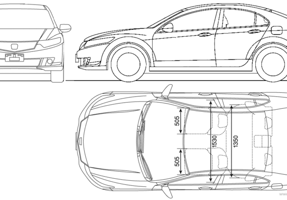 Honda Accord (2009) - Хонда - чертежи, габариты, рисунки автомобиля