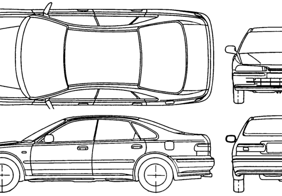 Honda Accord 2.0iLS Aerodeck V CC7 Sedan-Limo (1993) - Хонда - чертежи, габариты, рисунки автомобиля