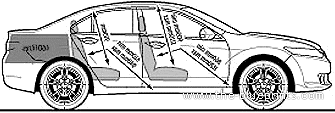Honda Accord 2.2 i-DTEC EX GT (2008) - Хонда - чертежи, габариты, рисунки автомобиля