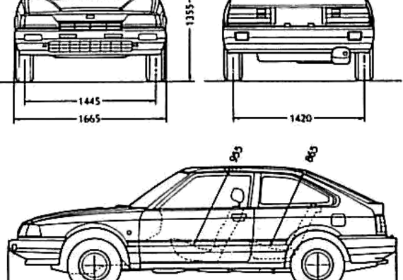 Honda Accord Hatch (1985) - Хонда - чертежи, габариты, рисунки автомобиля