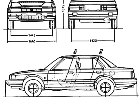 Honda Accord Saloon (1985) - Хонда - чертежи, габариты, рисунки автомобиля